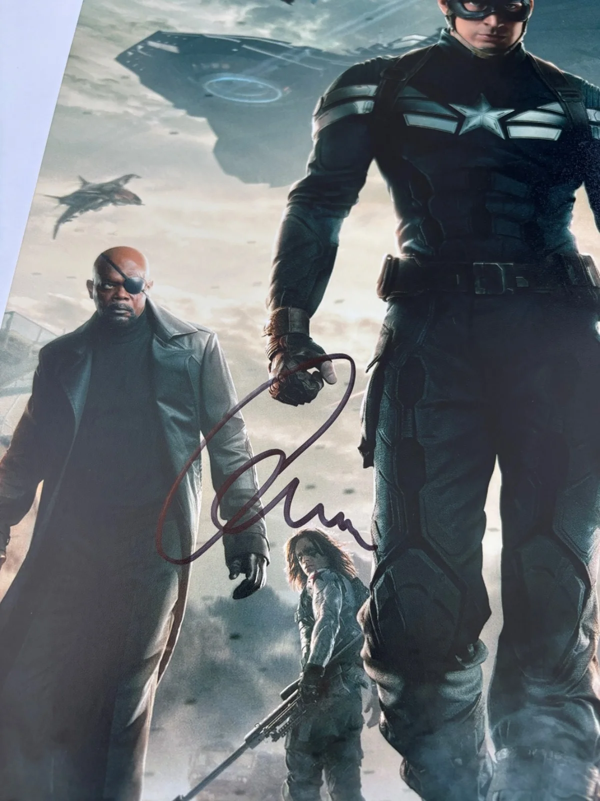 CHRIS EVANS SIGNED CAPTAIN AMERICA 11X17 MOVIE POSTER PHOTO WINTER SOLDIER BAS, изображение 2