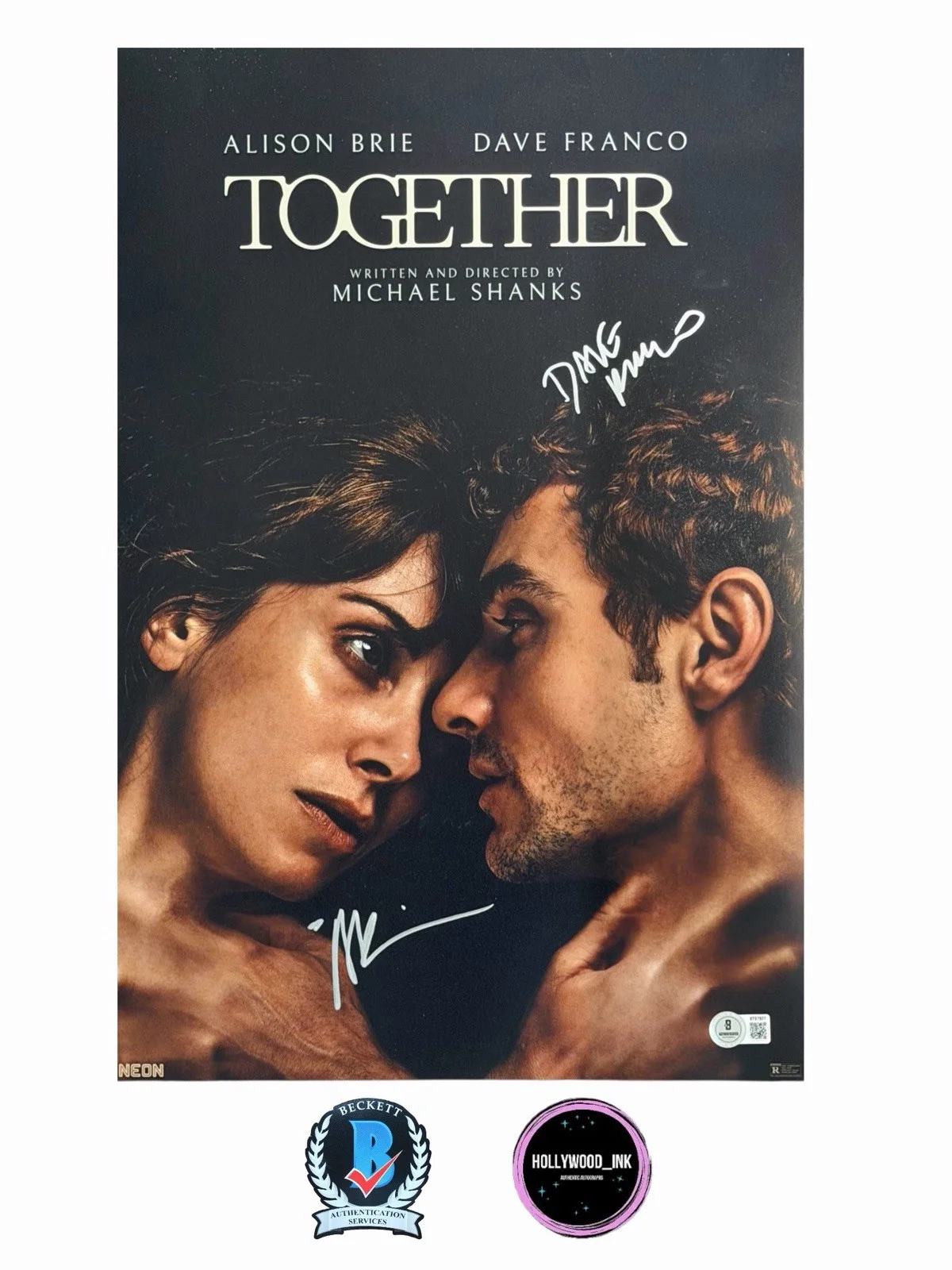 Alison Brie Dave Franco Michael Shanks — TOGETHER SIGNED 11x17 AUTOGRAPH PHOTO ALISON BRIE DAVE FRANCO BECKETT COA-A