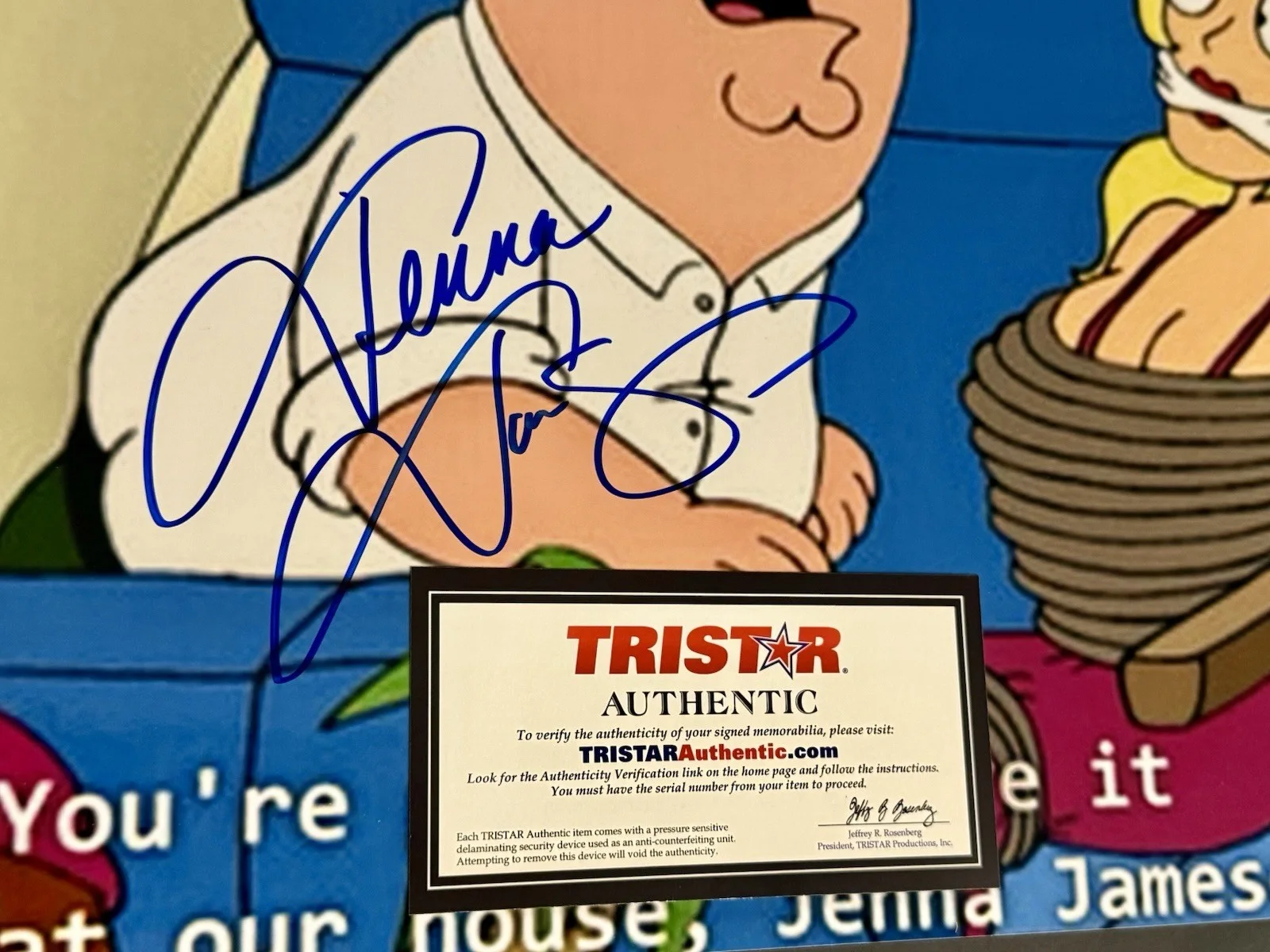 Jenna Jameson — JENNA JAMESON Signed 11x14 Family Guy Photo With Tristar COA Big Bold Blue Auto, image 2