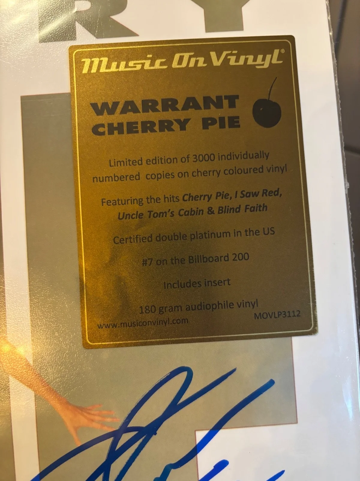 WARRANT SIGNED AUTOGRAPHED RED LP VINYL CHERRY PIE X3 RARE GLAM METAL 80'S (2), image 3