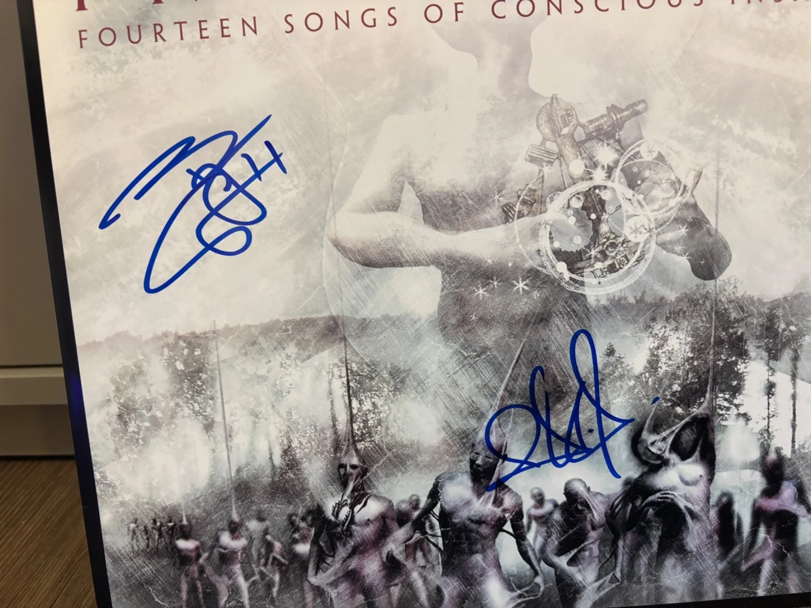 IN FLAMES SIGNED AUTOGRAPHED RED LP VINYL REROUTE TO REMAIN RARE X2 ANDERS BJORN, image 2
