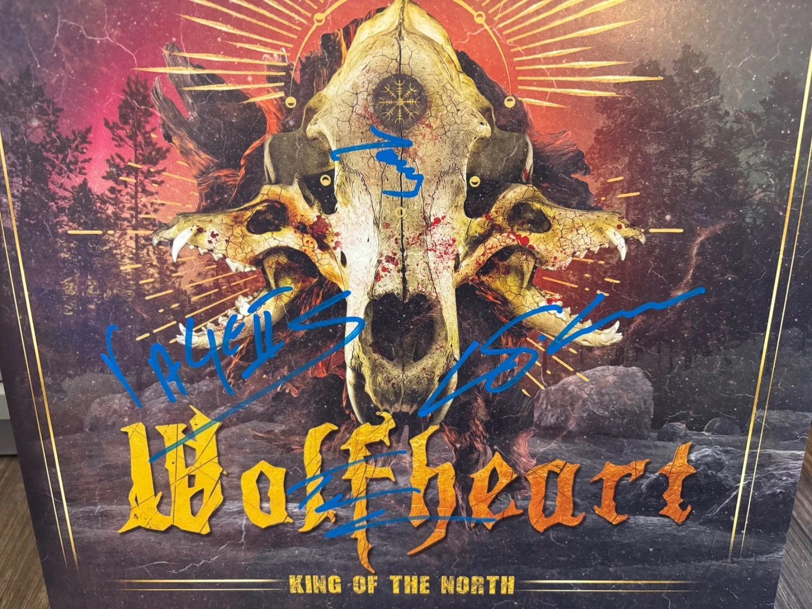 WOLFHEART SIGNED AUTOGRAPHED LP VINYL KING OF THE NORTH RARE X4 FINNISH METAL, изображение 2