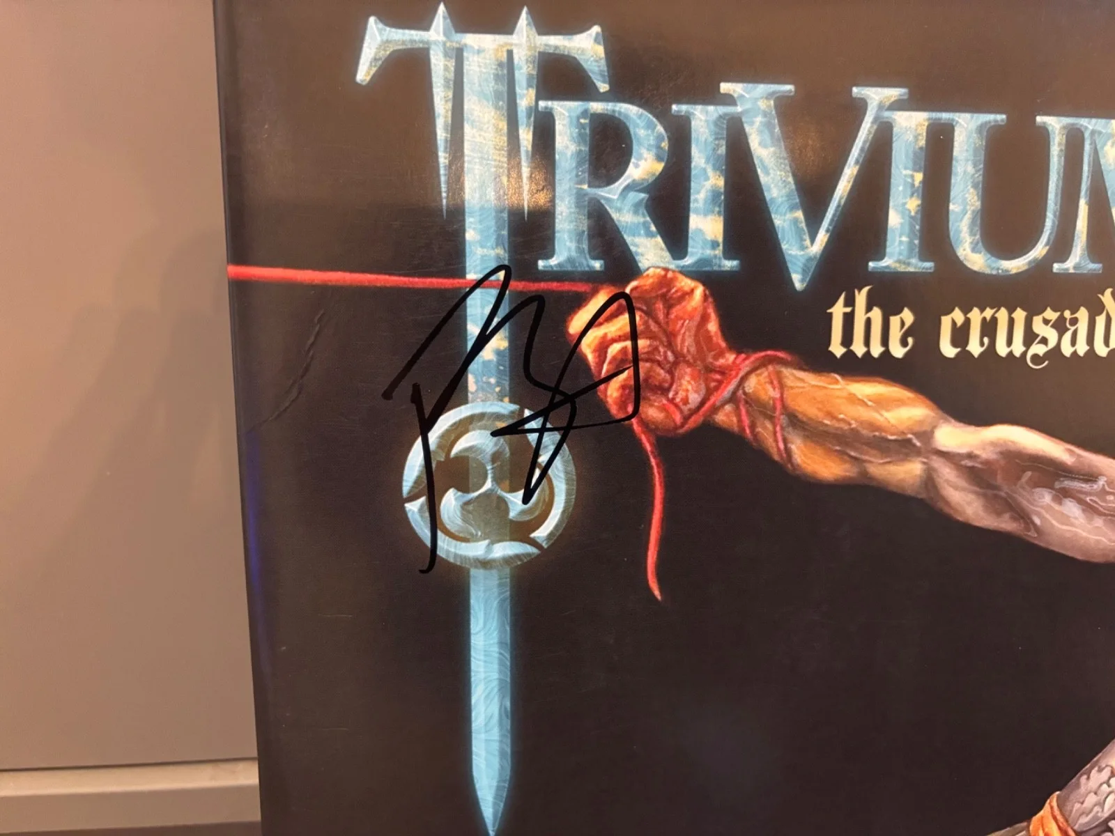 TRIVIUM SIGNED AUTOGRAPHED GREEN LP VINYL RARE X3 THE CRUSADE METAL MATT, изображение 2