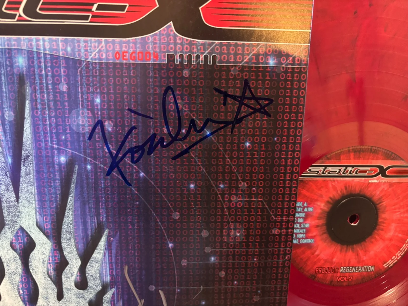 STATIC X SIGNED AUTOGRAPHED RED LP VINYL RARE X4 Project:Regeneration Vol.2 XERO, изображение 3