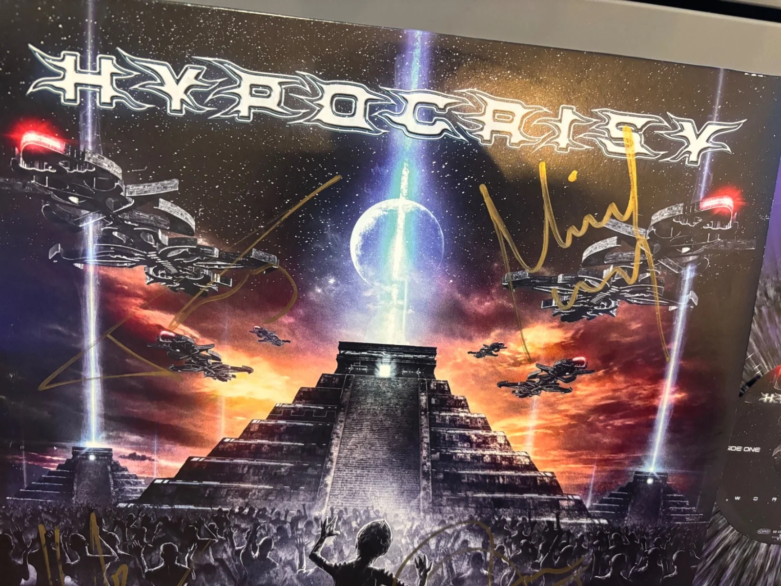 HYPOCRISY SIGNED AUTOGRAPHED LP VINYL PURPLE RARE X4 PAIN METAL PETER TAGTGREN 2, изображение 2