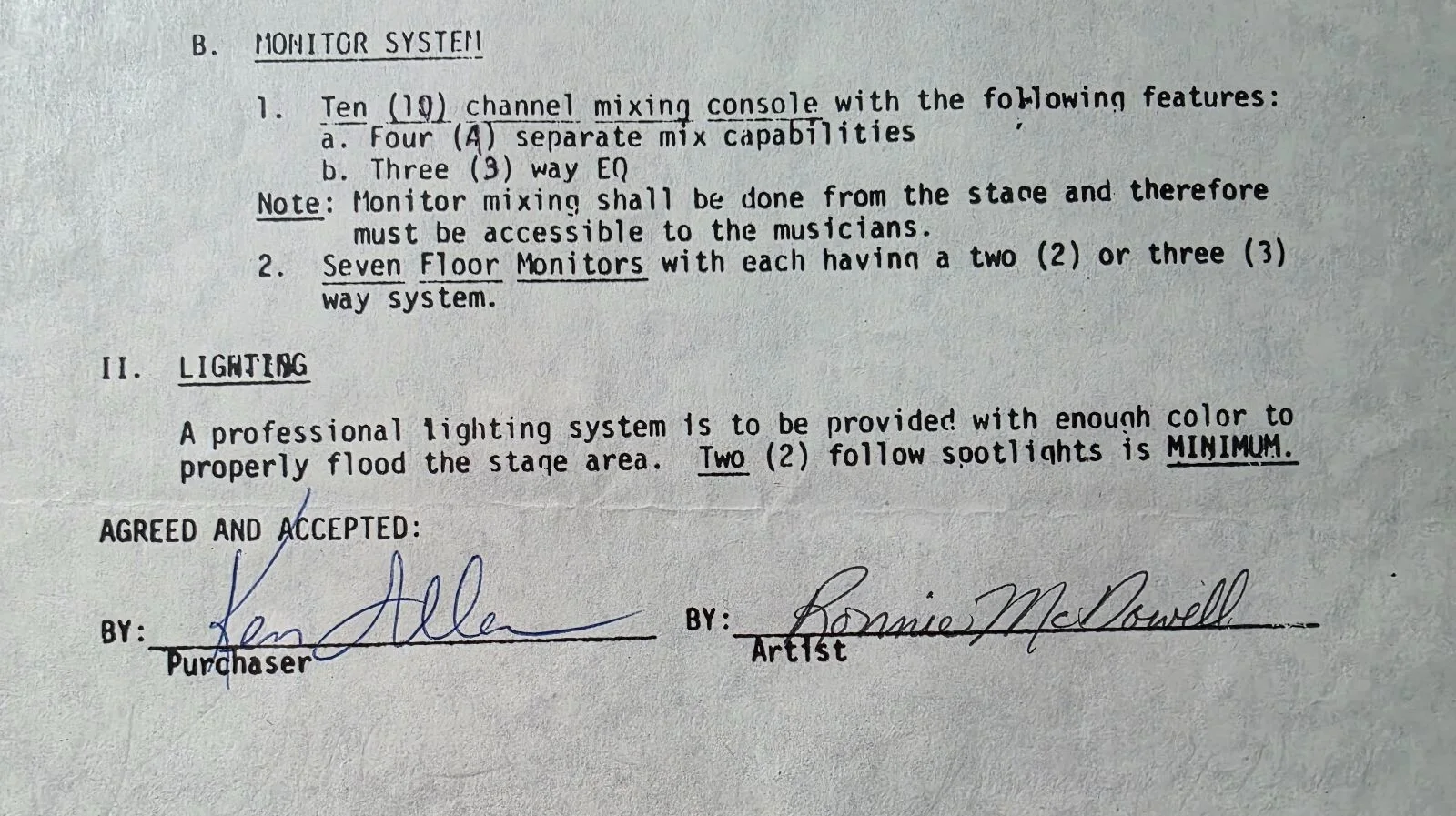 RARE Concert Contract Document signed autographed by Ronnie McDowell, image 3