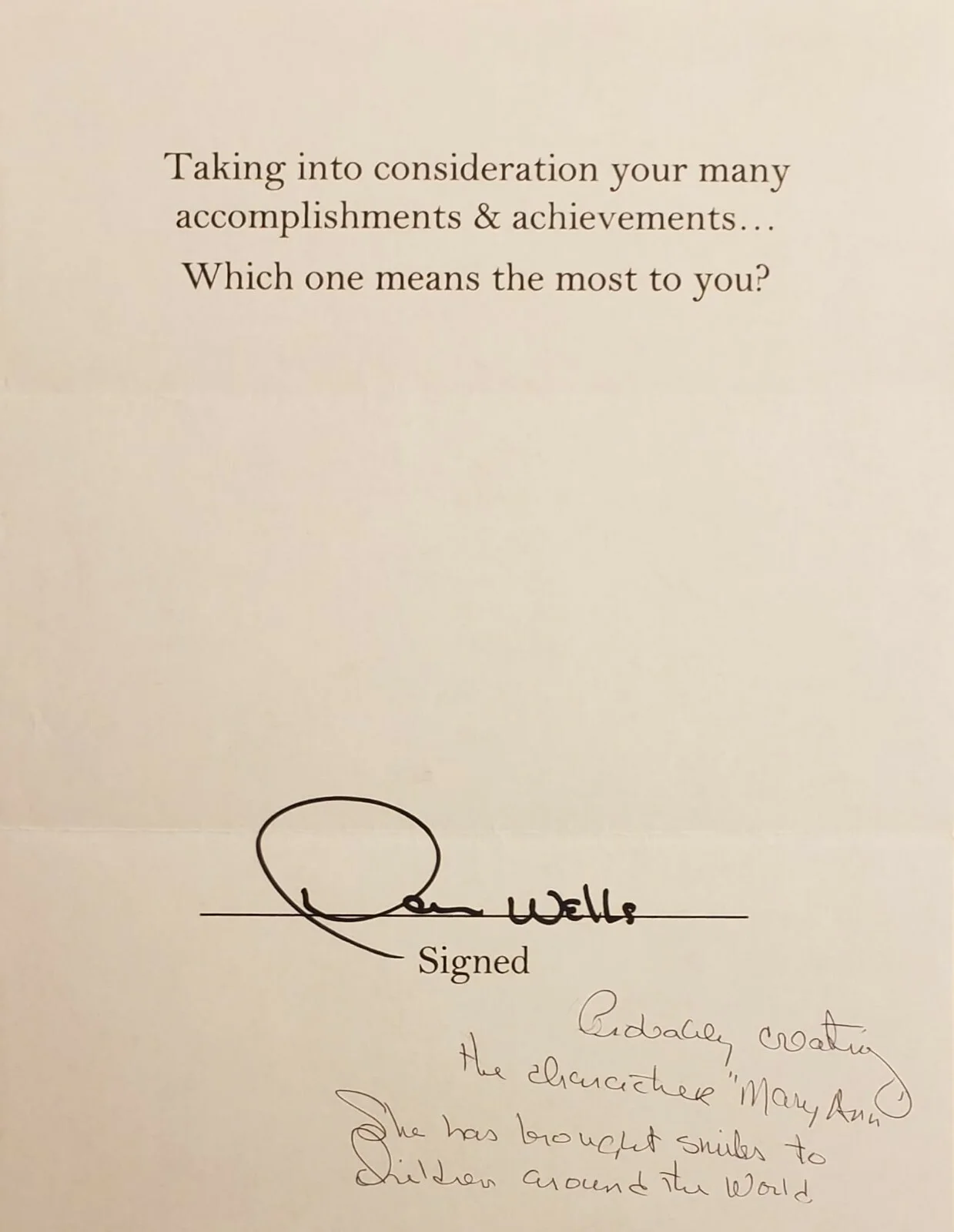Dawn Wells ALS autographed letter signed-Mary Ann Summers on Gilligan's Island, image 2