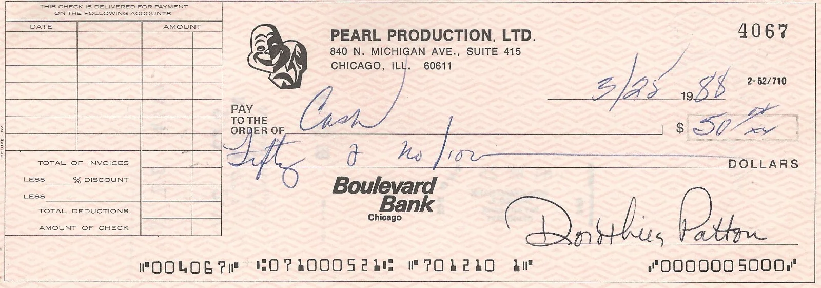 RARE: Seka Autographed Signed x2 Business Check REAL NAME #4067, image 2