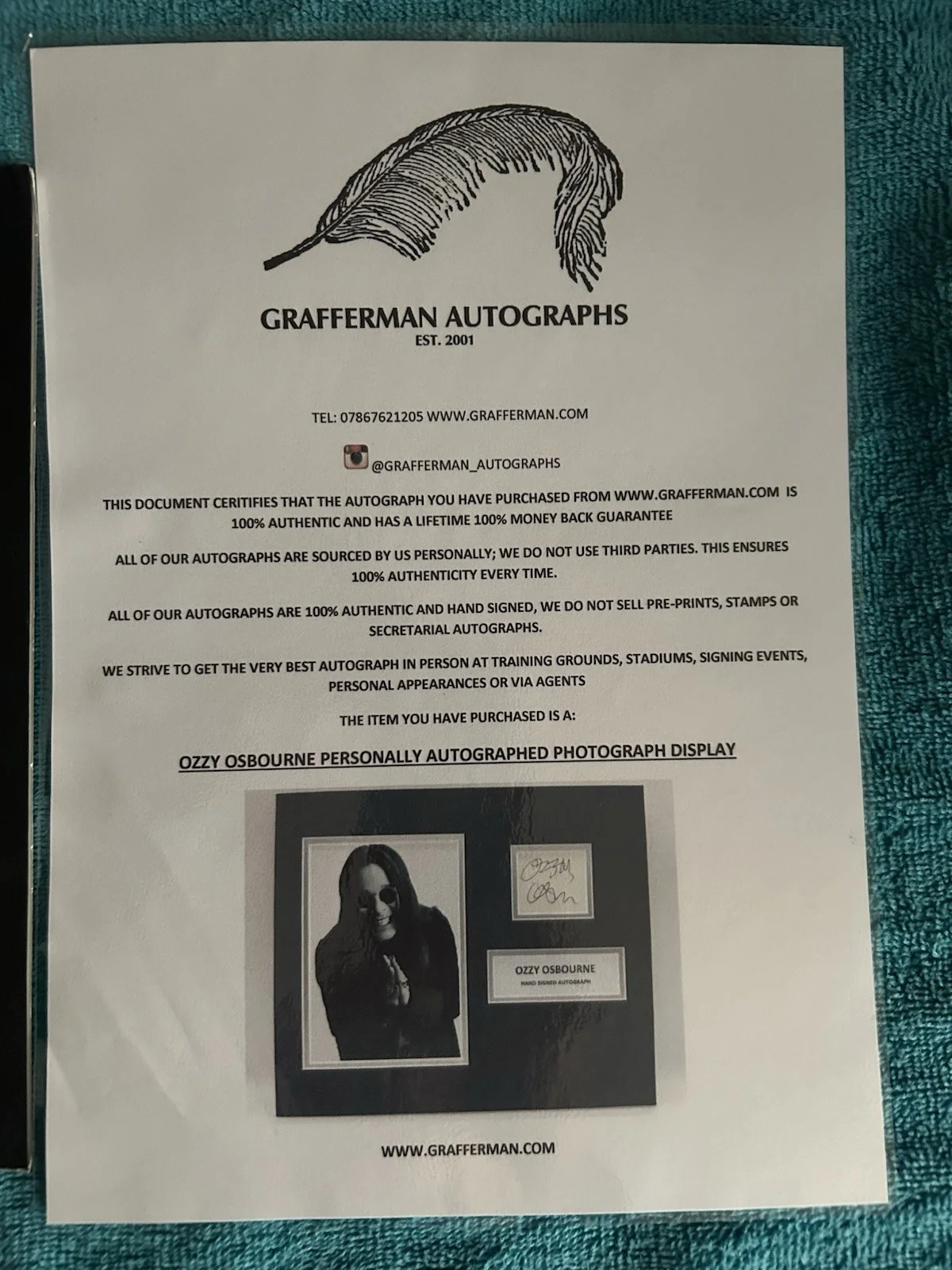 Ozzy Osbourne Hand Signed Photograph, изображение 3