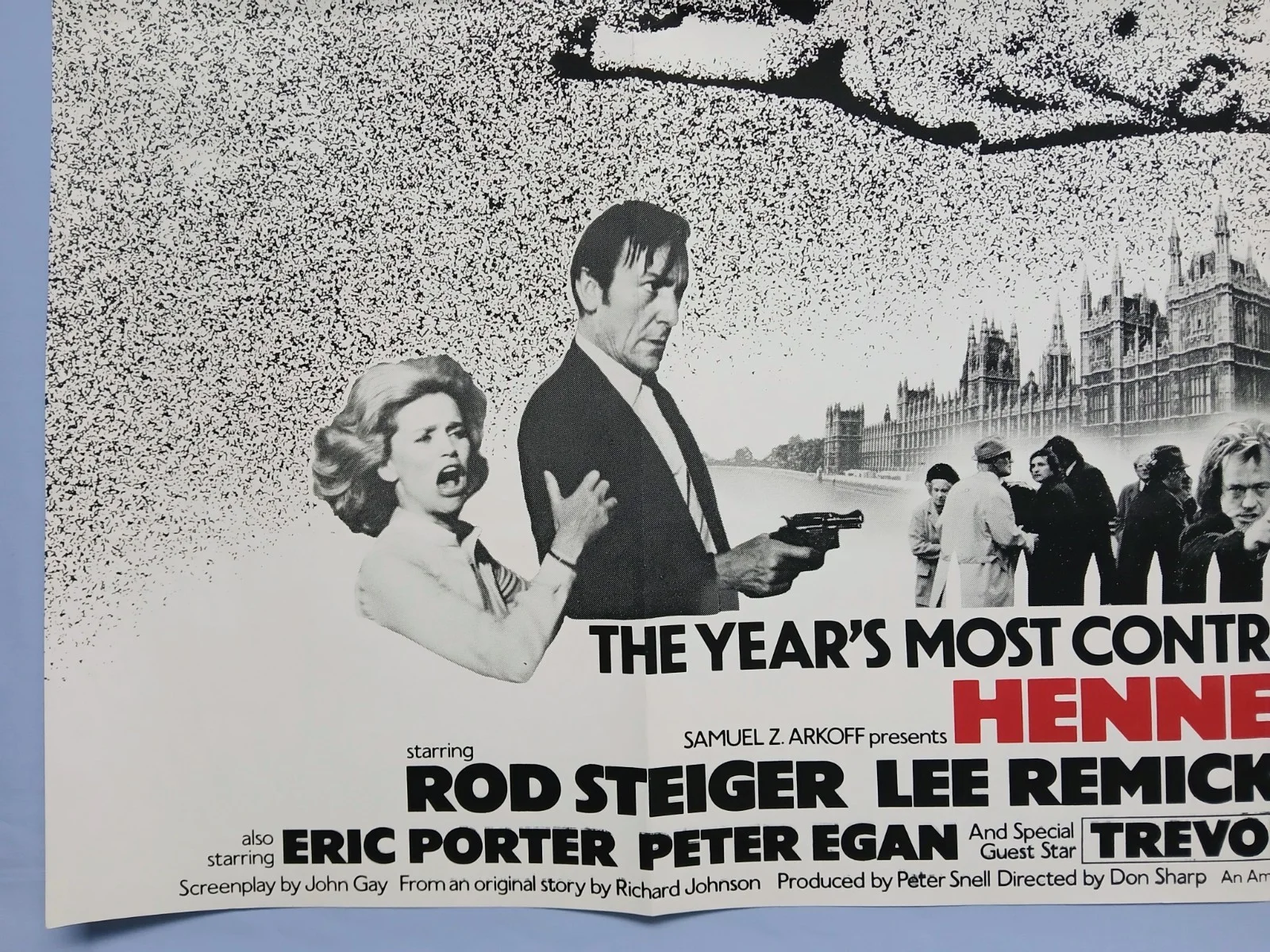 HENNESSY (1975) excellent cond original UK quad poster -Rod Steiger IRA thriller, изображение 4