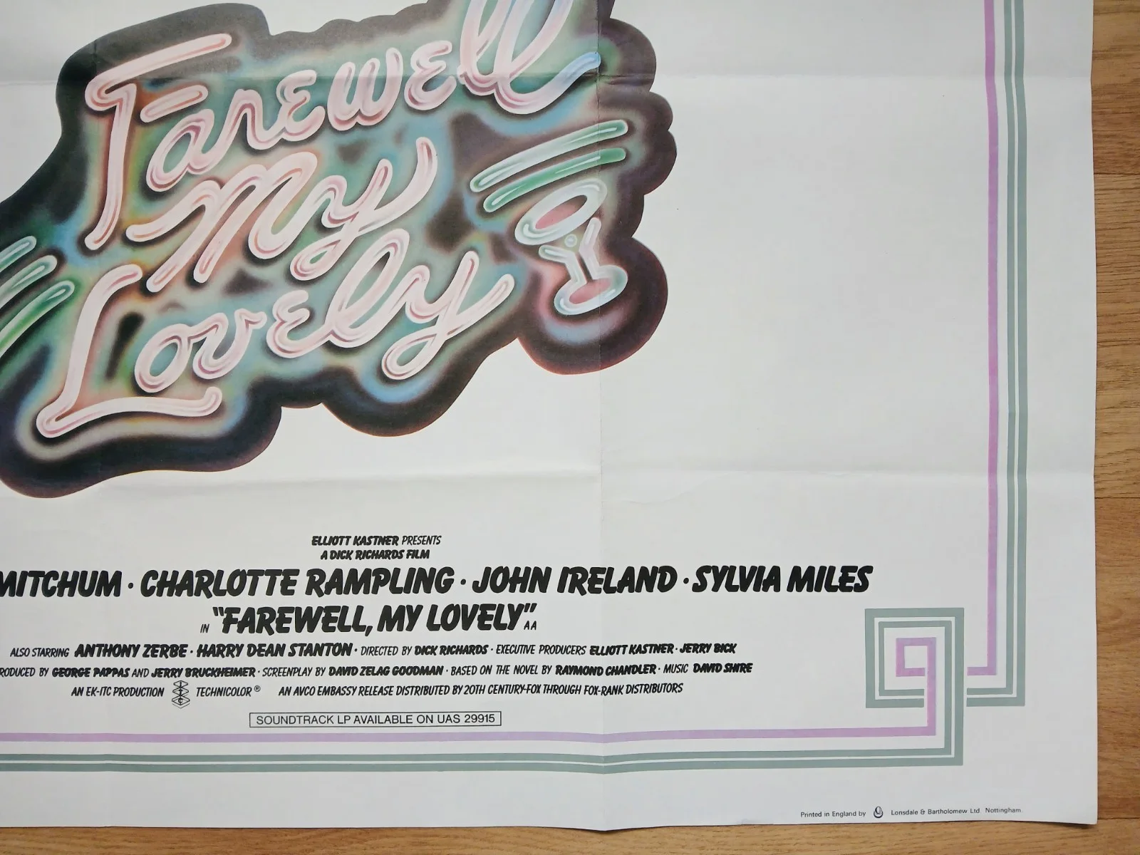 FAREWELL MY LOVELY (1975)exc cond original quad poster -Robert Mitchum, Rampling, image 5