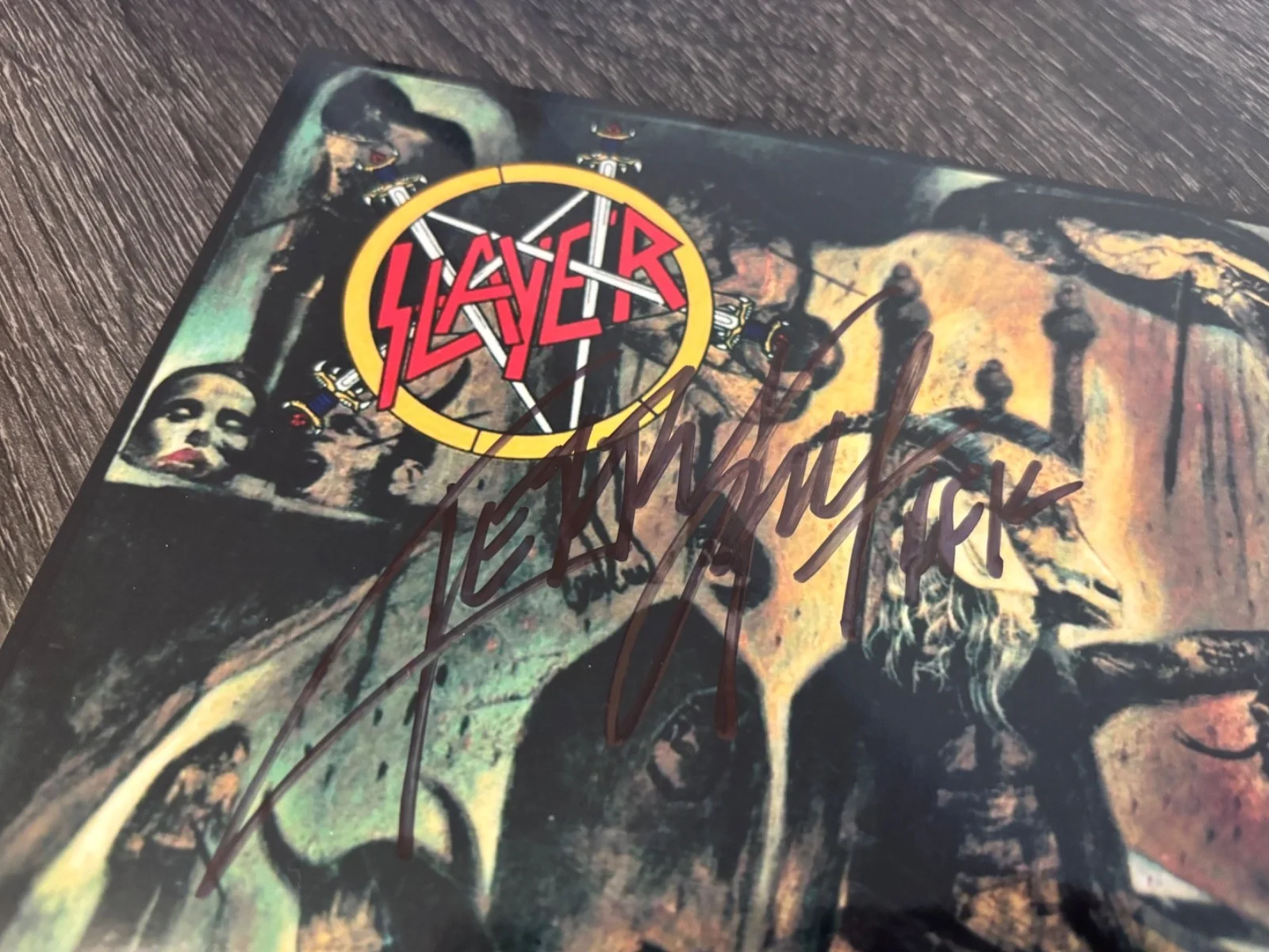 SLAYER SIGNED AUTOGRAPHED 8X10 REIGN IN BLOOD KERRY KING RARE IN PERSON METAL, изображение 2