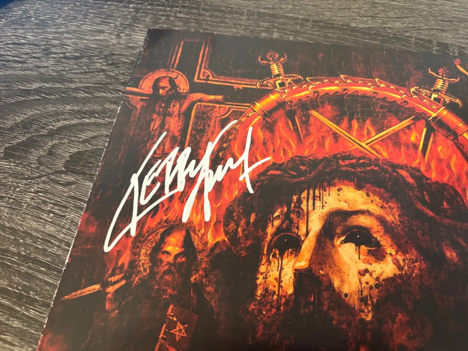 SLAYER SIGNED AUTOGRAPHED 12X12 ALBUM FLAT KERRY KING RARE IN PERSON METAL (3), изображение 2