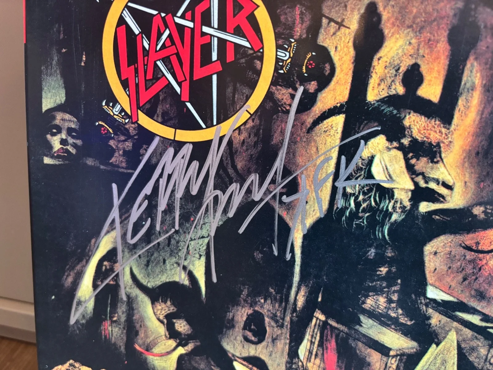 SLAYER SIGNED AUTOGRAPHED LP VINYL RSD BLOOD SPLATTER KERRY KING RARE IN PERSON!, изображение 2