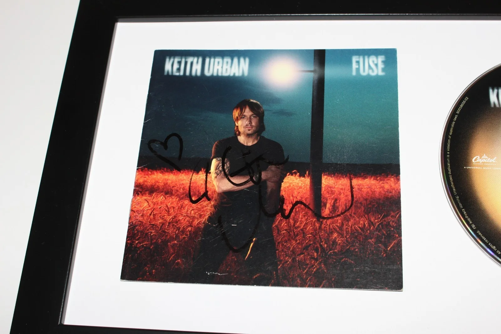 KEITH URBAN SIGNED FRAMED 'FUSE' CD COVER ALBUM BECKETT COA COUNTRY AUTOGRAPH, изображение 4