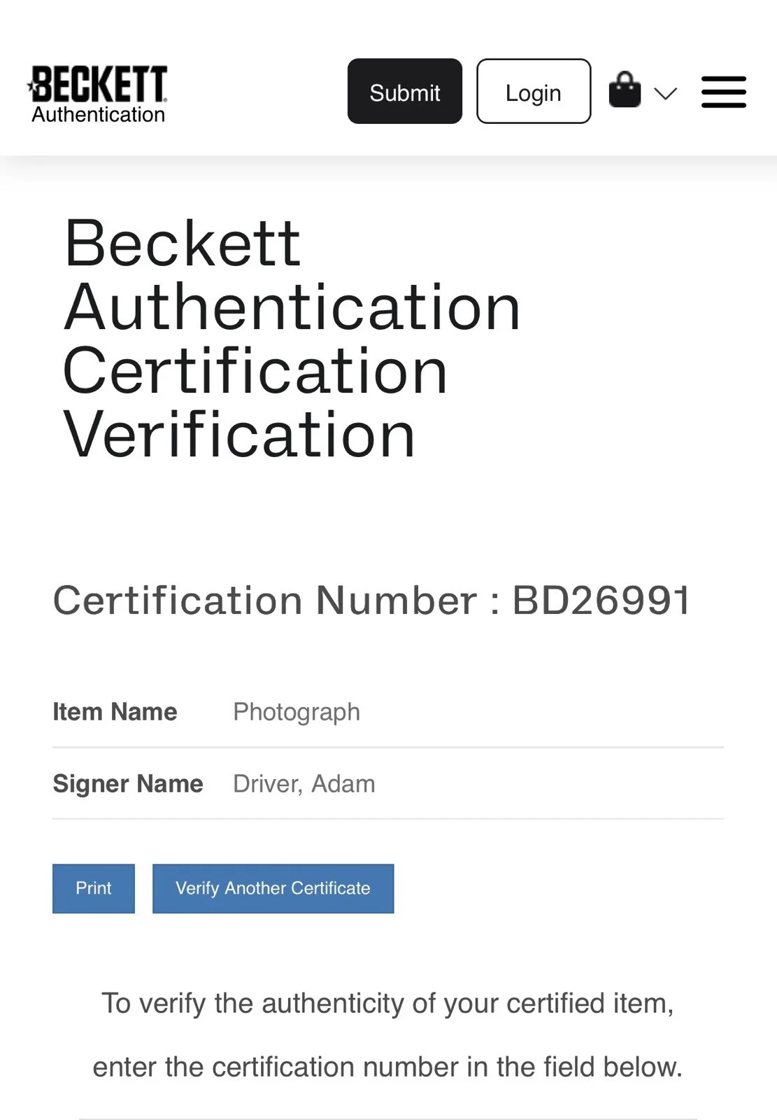 Adam Driver — Adam Driver Signed 8x10 Photo Beckett Cert Autograph Kylo Ren Star Wars, image 2