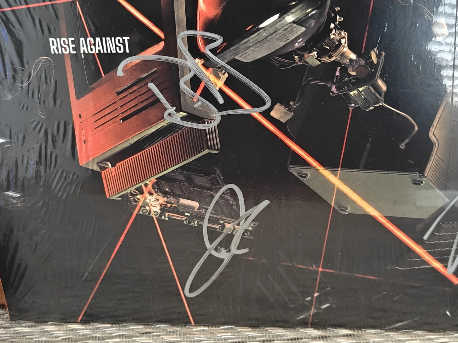 Signed Rise Against "Ricochet" Autographed Orange Colored Vinyl COVER SIGNED, image 3