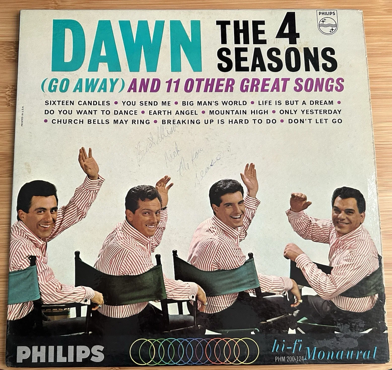 The Four Seasons "Dawn (Go Away)" Mono Vinyl - Autographed/Signed - Nick Massi, изображение 2