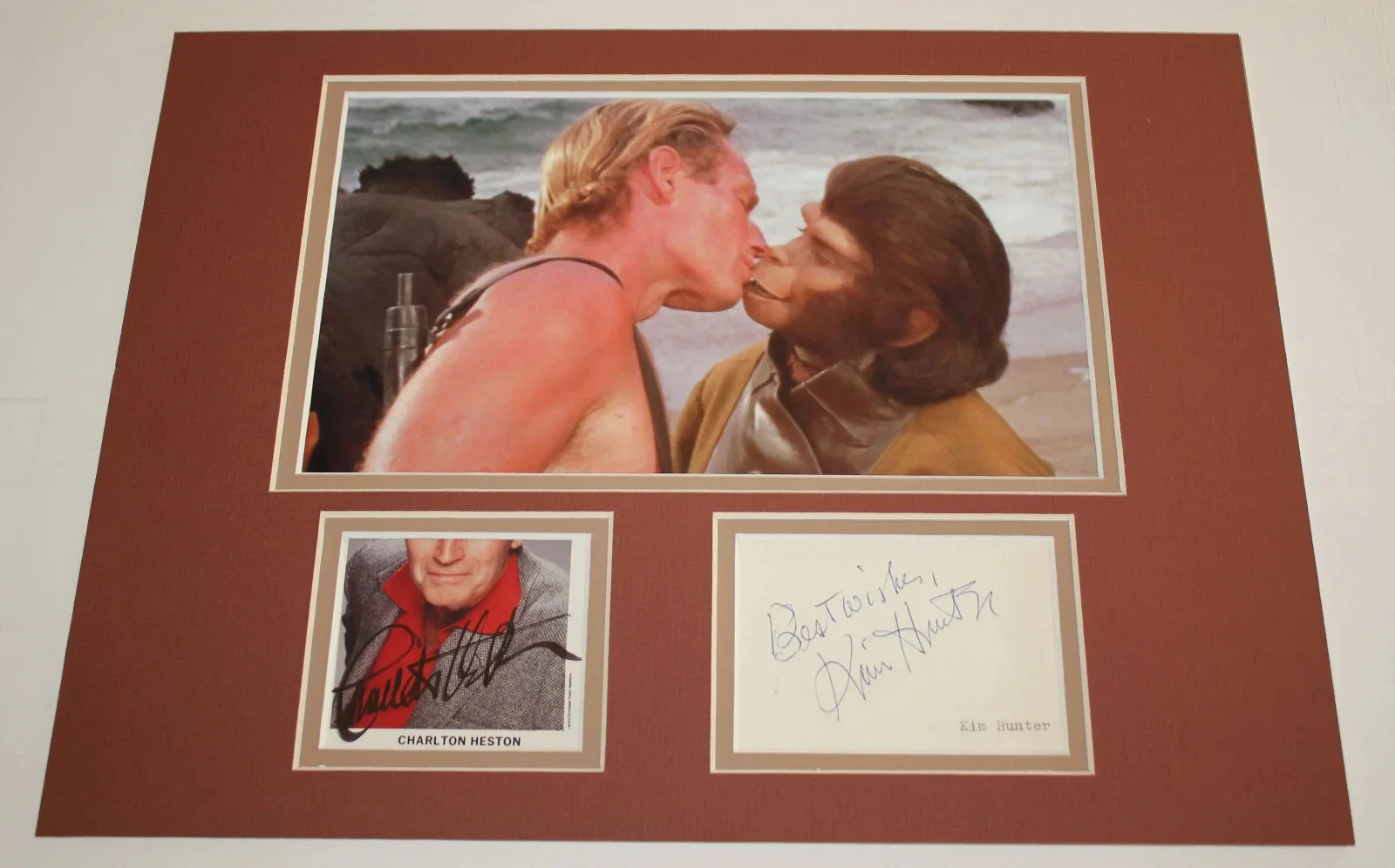 Charlton Heston, Kim Hunter — Custom Matted, Charlton Heston,Kim Hunter, Actor Actress ,TV ,Movie Autographed,