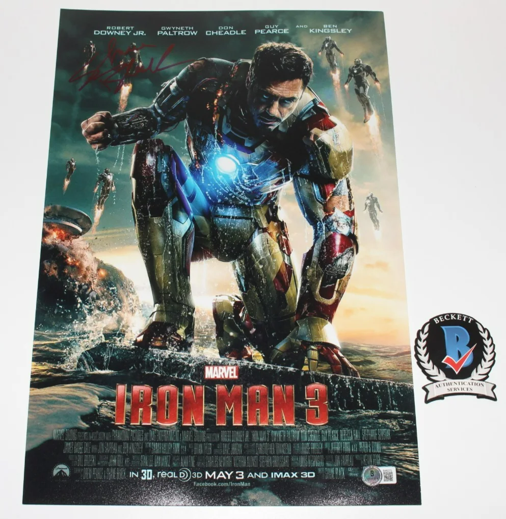 DIRECTOR SHANE BLACK SIGNED 'IRON MAN 3' 12x18 MOVIE POSTER BECKETT COA BAS, изображение 4