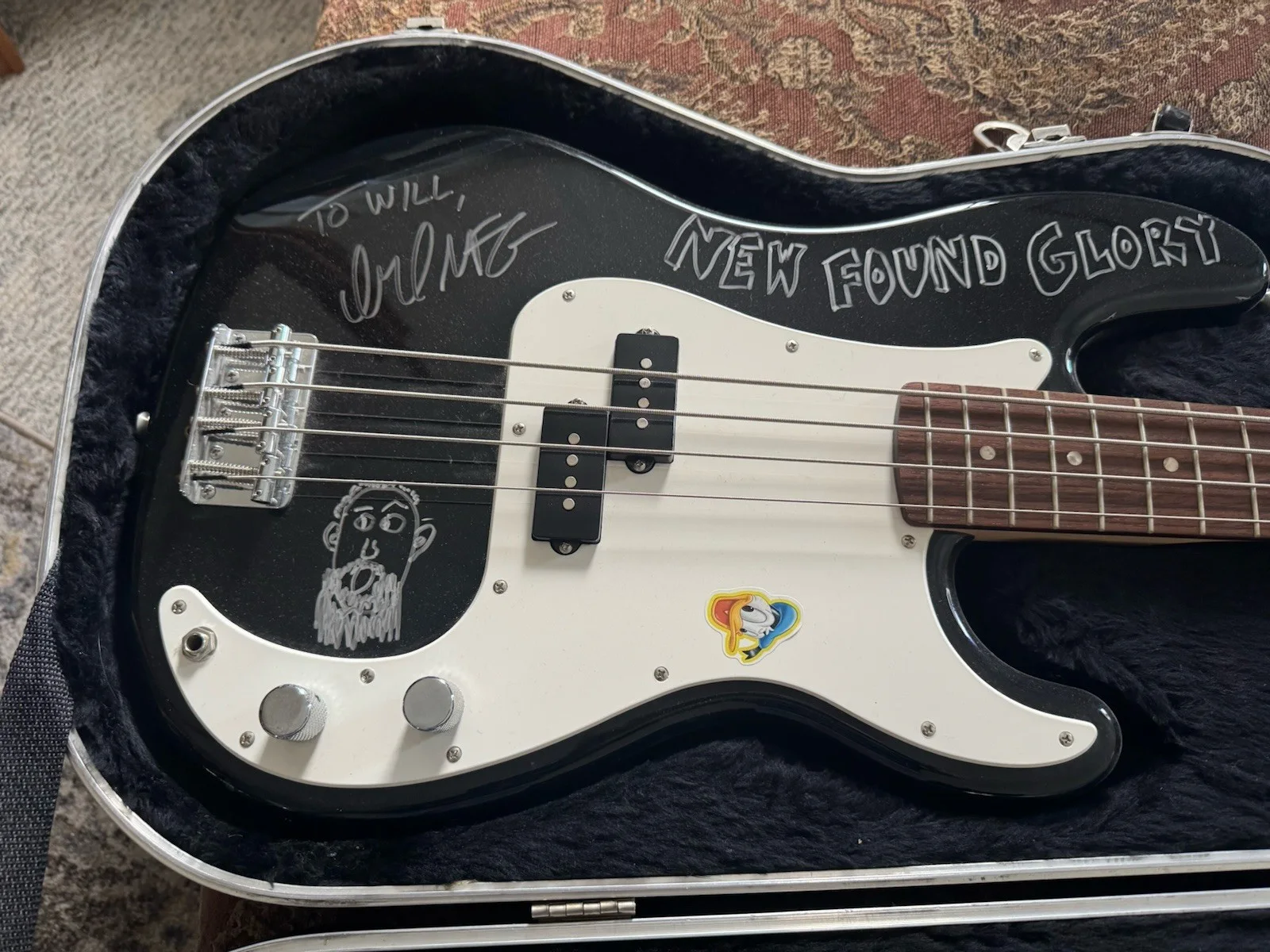 New Found Glory Ian Grushka Signed Practice Bass Pop Punk Emo Fender NFG LOA, image 2