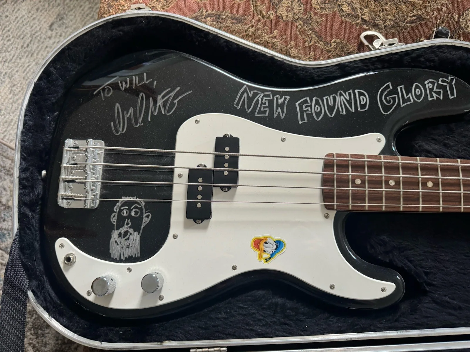 New Found Glory Ian Grushka Signed Practice Bass Pop Punk Emo Fender NFG LOA, image 3