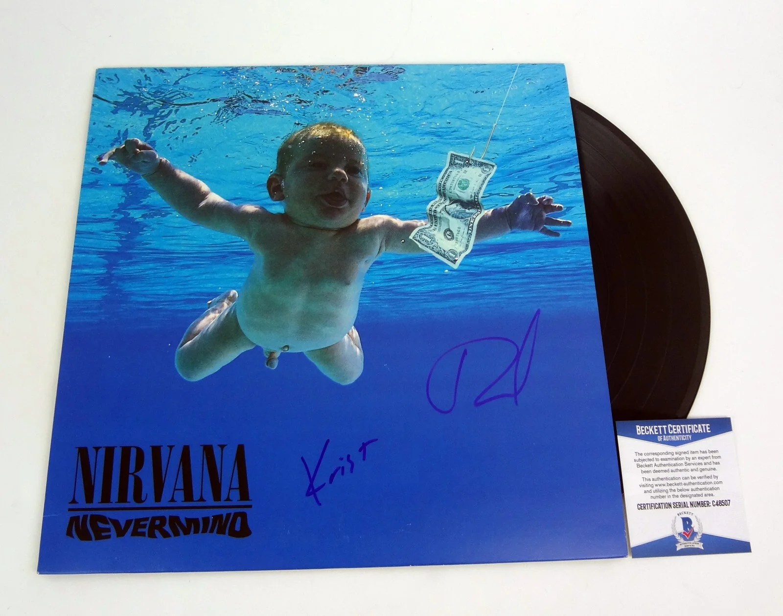 Dave Grohl & Krist Novoselic — Dave Grohl & Krist Novoselic Nirvana Signed Nevermind Vinyl Record Beckett COA