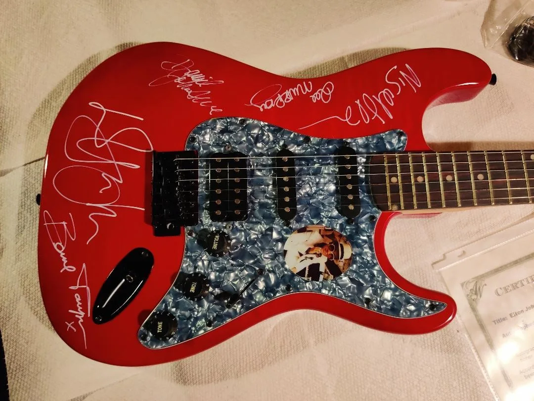 Elton John and Band Signed Stratocaster electric Guitar/Authentic, image 3
