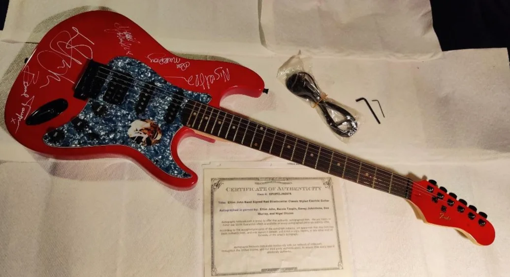 Elton John and Band Signed Stratocaster electric Guitar/Authentic, image 5