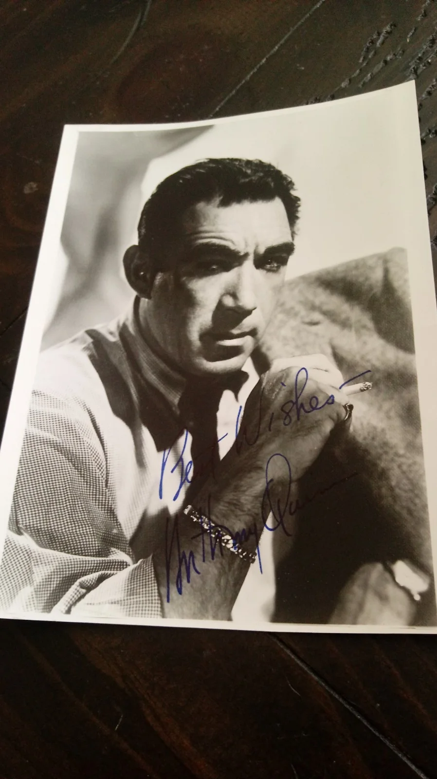 Anthony Quinn — SIGNED Anthony Quinn RARE Vintage Early AUTOGRAPHED 5 x 7 Blue Flair HTF Photo, изображение 5
