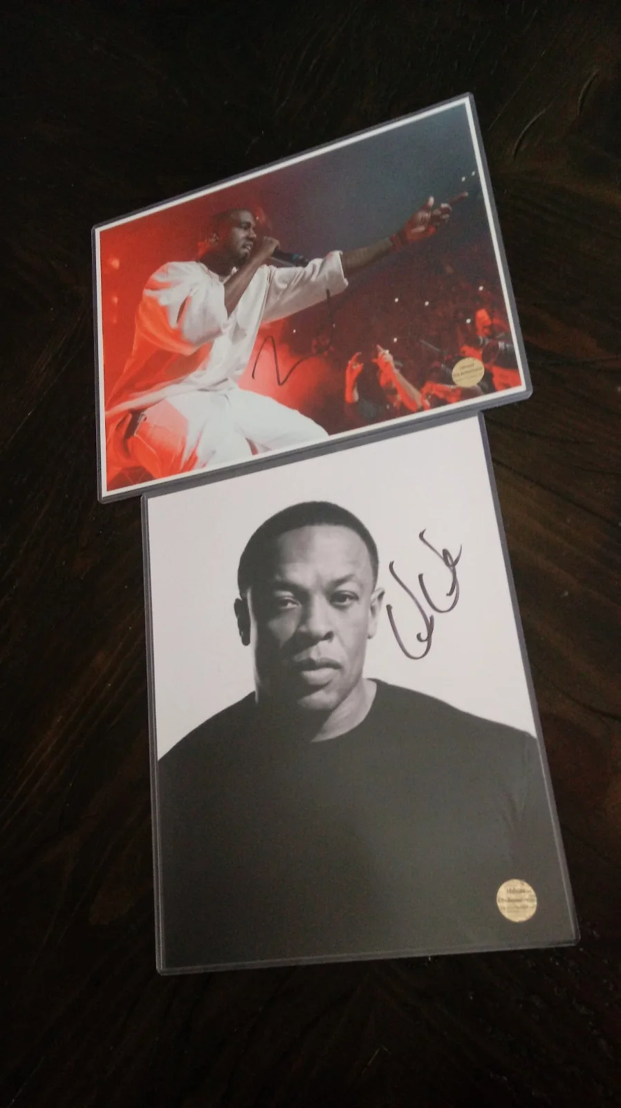 LOT of 2 SIGNED Dr. Dre & Kanye West 8.5x11 Photos Rock & Roll HOF NWA "YE" COA, изображение 3