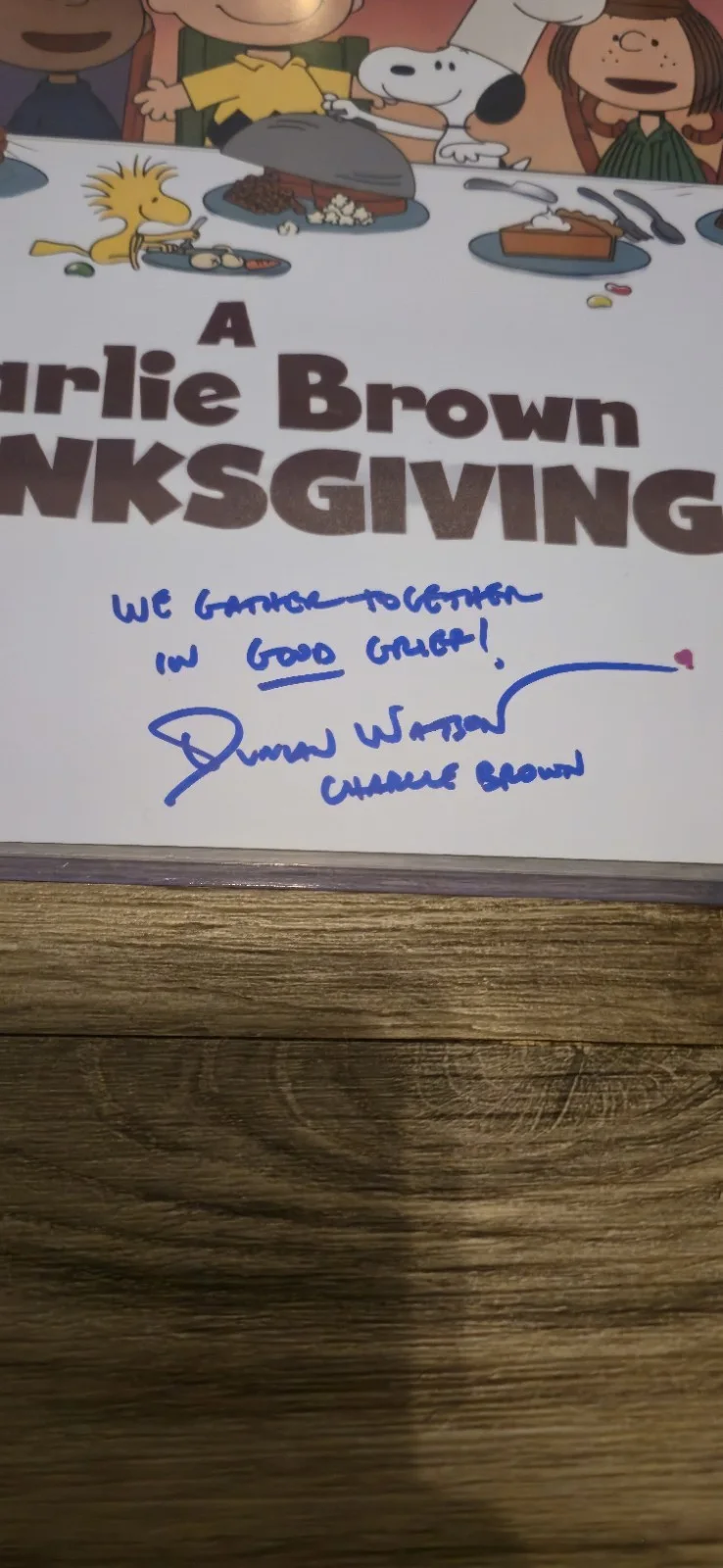 Charlie Brown A Charlie Brown Thanksgiving 11x17 Signed Poster 3 Times With COA, изображение 2
