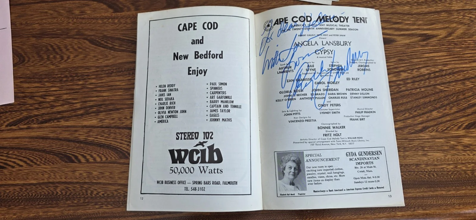 Angela Lansbury — Rare Cape Playbill Gypsy Angela Lansbury Signed Cape Cod Melody Tent 1976, изображение 5