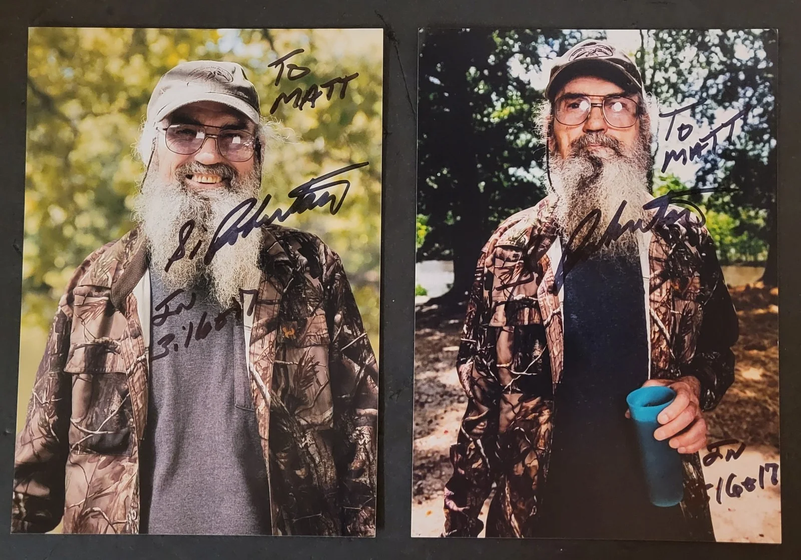 Si Robertson — Si Robertson Television Duck Dynasty Autographed Signed 5"x7" Photos - Lot of 2