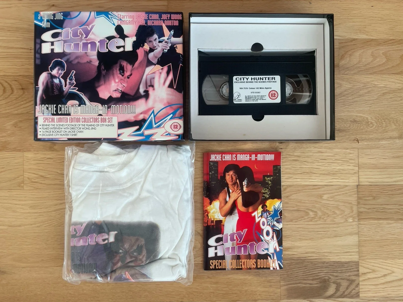 City Hunter Jackie Chan Collector Box Set VHS + T-shirt + Booklet Movie Promo, изображение 2