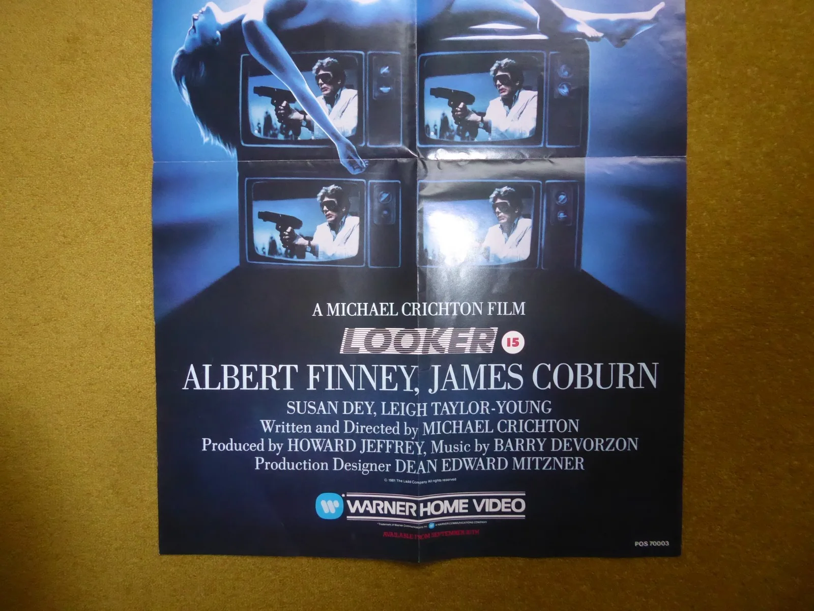 Original 1980's Video shop Promo Poster Looker Warner Video Post Cert Sci Fi, image 3