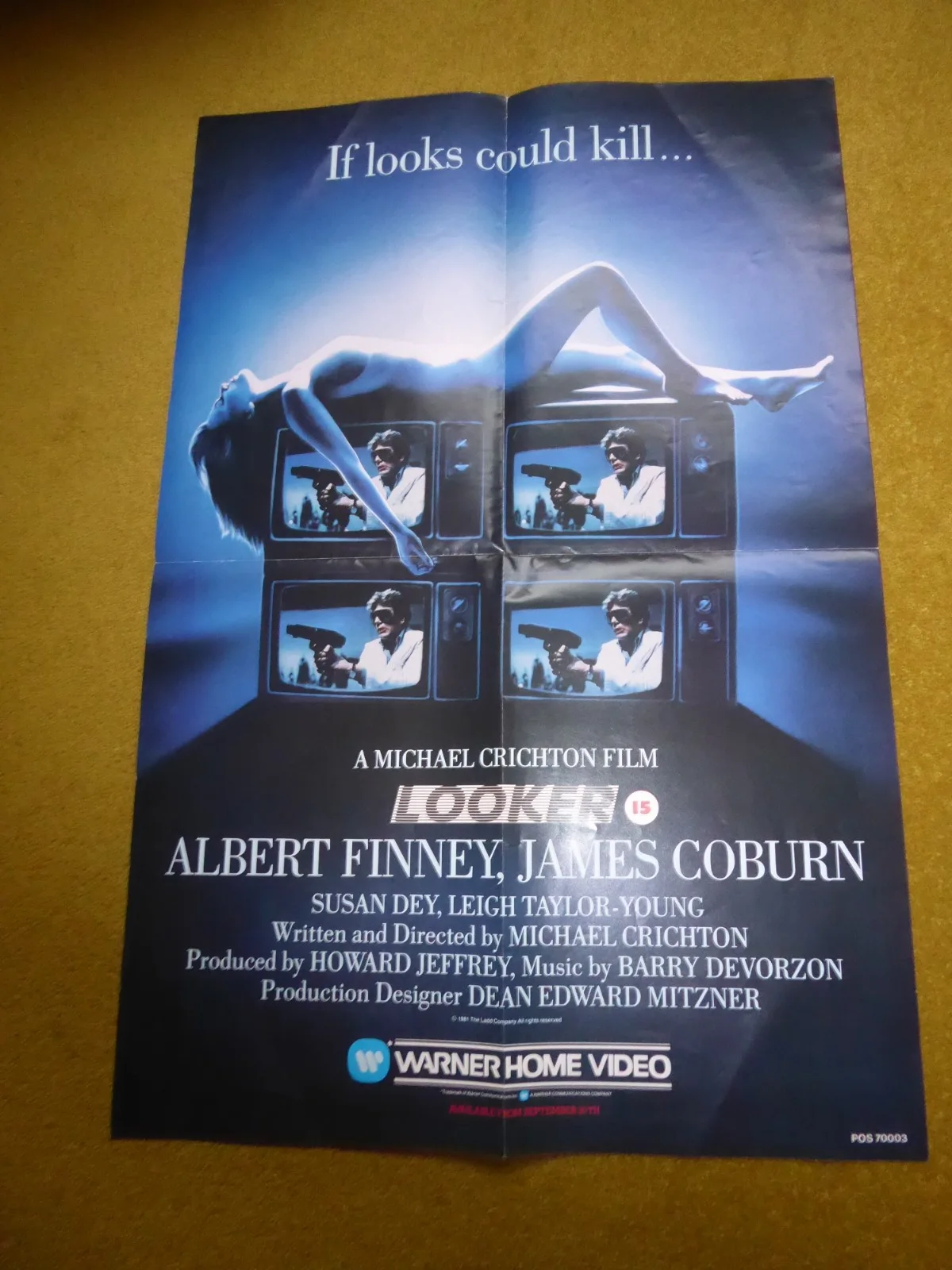 Original 1980's Video shop Promo Poster Looker Warner Video Post Cert Sci Fi, image 5