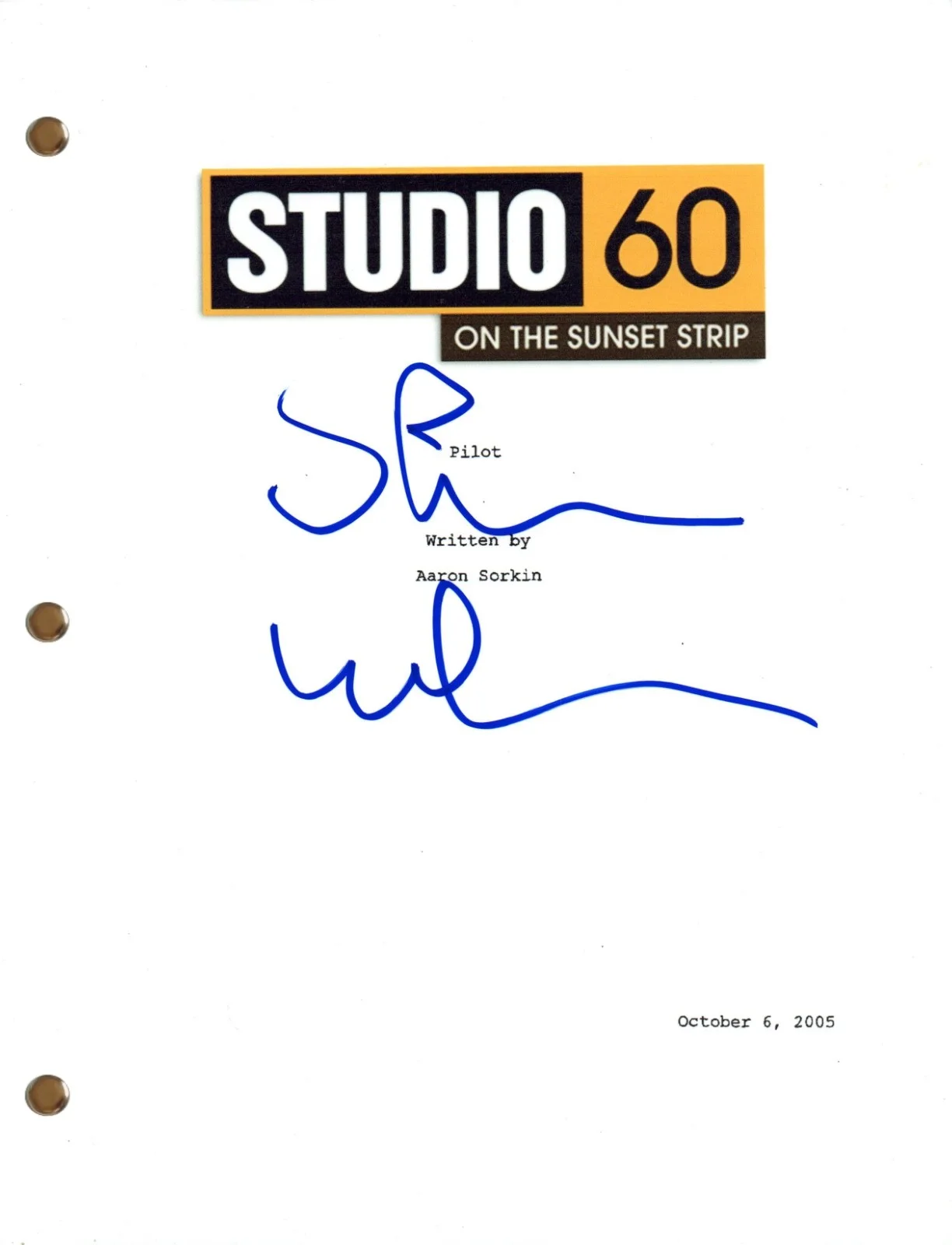 Steven Weber — Steven Weber “Studio 60 on the Sunset Strip” Signed Autograph Pilot Script COA