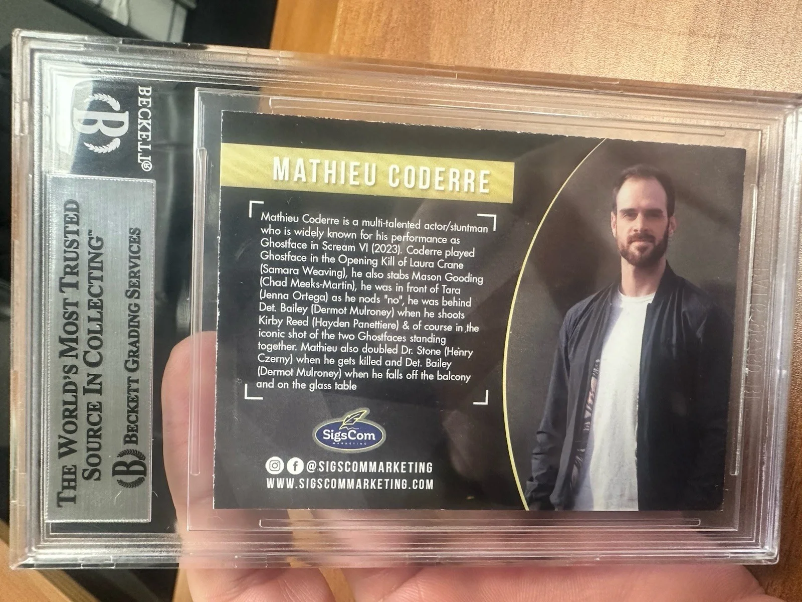 Beckett coa Custom Trading Card Slab Signed Mathieu Coderre Scream 6 Ghostface, image 3