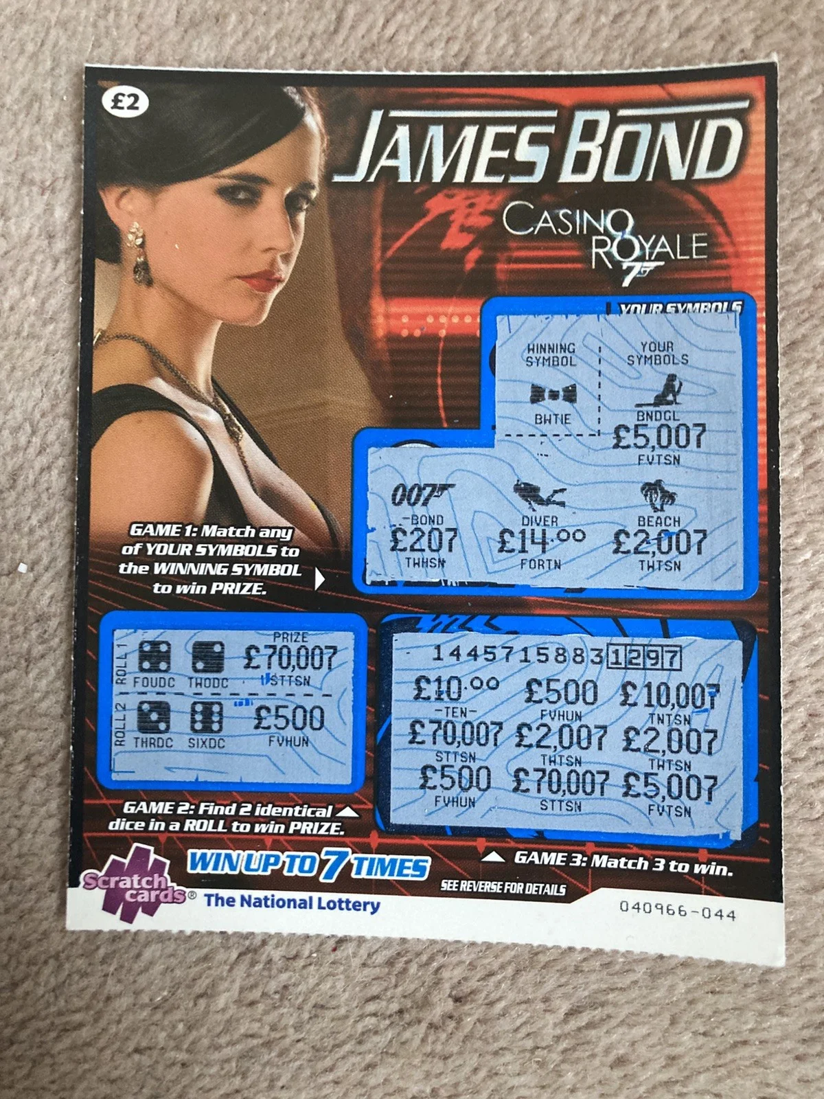 Bundle Of 11 Different Casino Royale James Bond National Lottery Scratch Cards, image 3