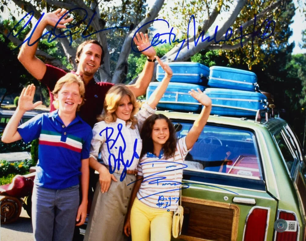 Chevy Chase Anthony Micahel Hall Beverly D Angelo Dana B — Chase Anthony M. Hall Barron Angelo Autographed 11X14 Vacation Photo #2-Beckett