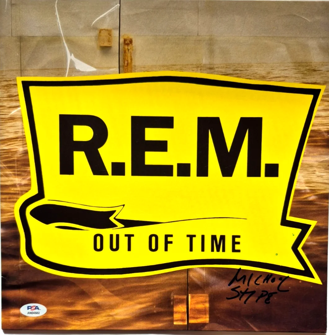 MICHAEL STIPE SIGNED AUTOGRAPHED R.E.M. OUT OF TIME ALBUM VINYL RARE PSA LOA, изображение 2