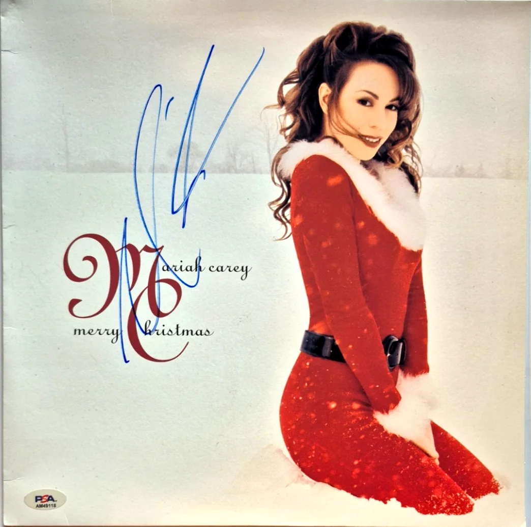 MARIAH CAREY SIGNED AUTOGRAPHED MERRY CHRISTMAS MC ALBUM VINYL RARE PSA COA, изображение 2