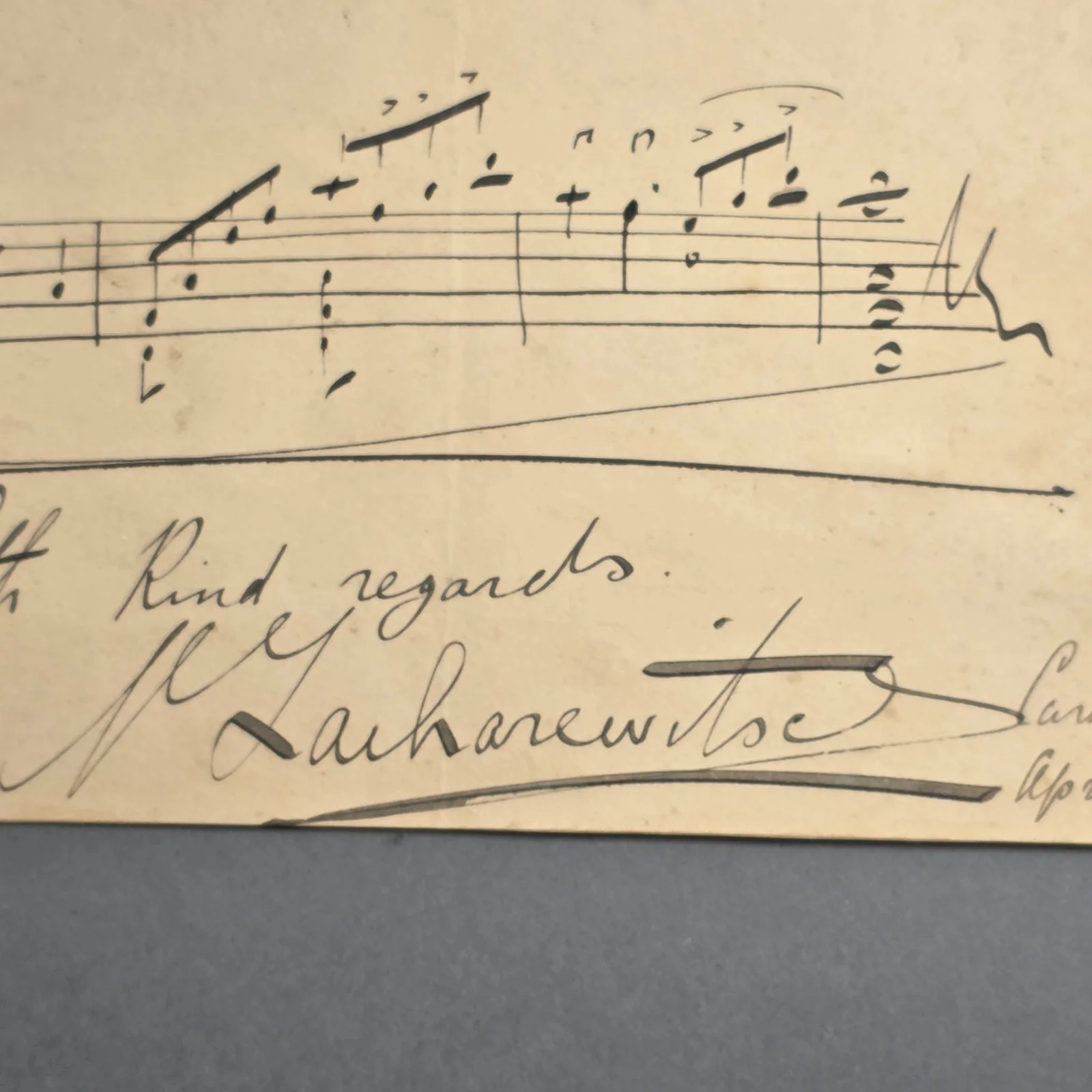 Signed - Michael Zachrewitsch autograph with Musical Score quotation Zacharevich, image 2