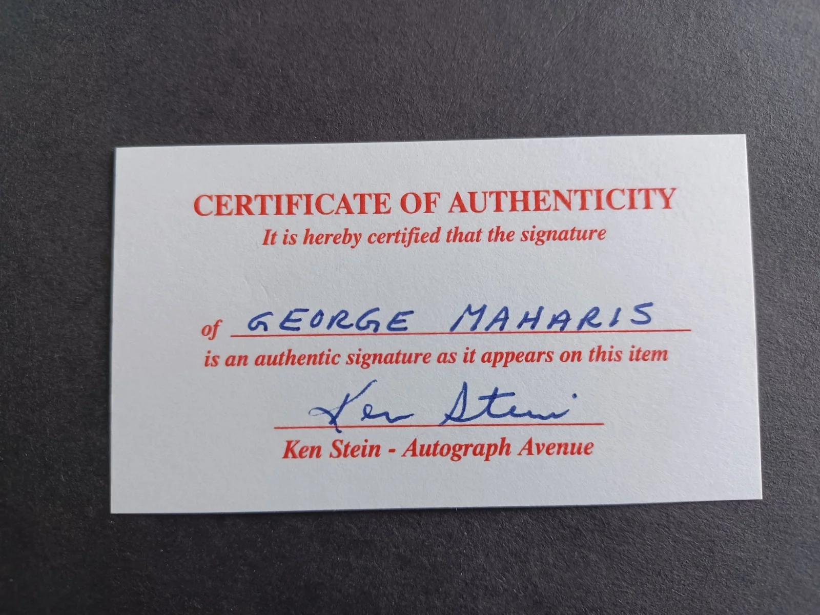 George Maharis (d. 2023) Signed Index Card w/COA - Route 66, Most Deadly Game -B, изображение 2
