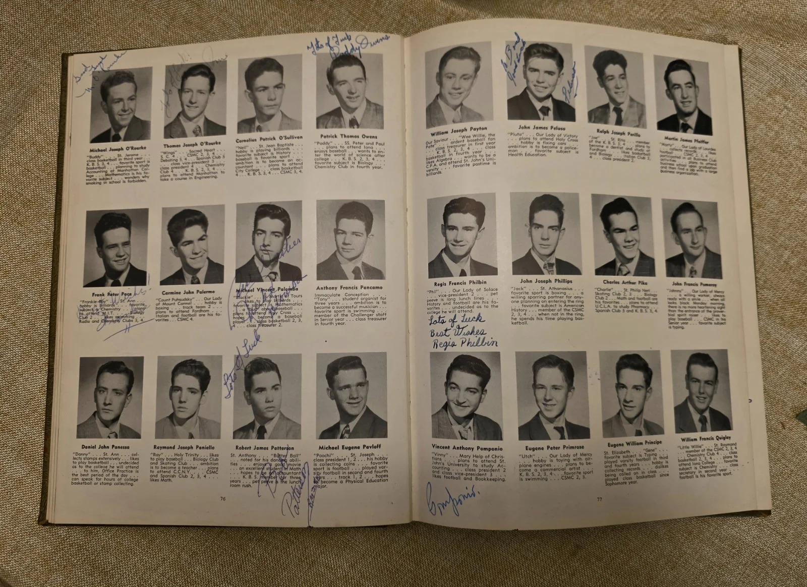 Regis Philbin Signed Senior High School Yearbook 1949, image 3