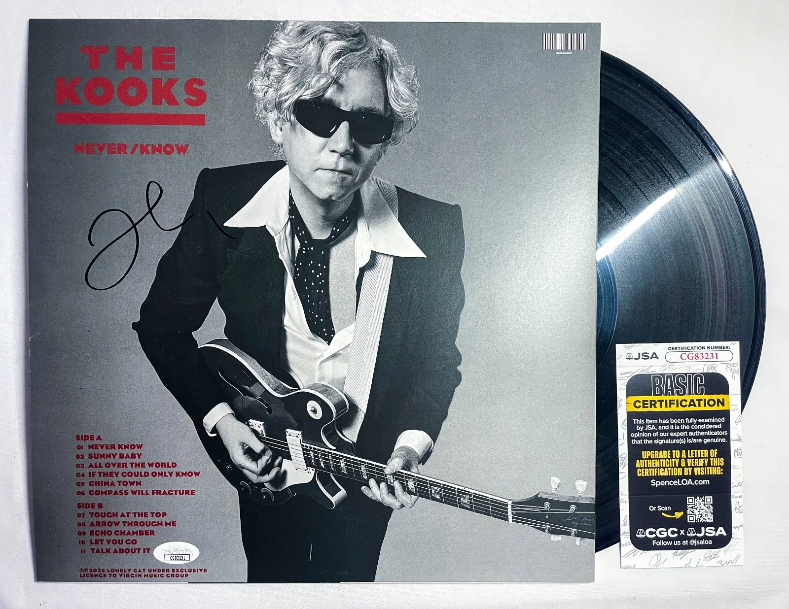 Luke Pritchard & Hugh Harris Band Signed THE KOOKS Never Know Vinyl Album JSA A, image 3