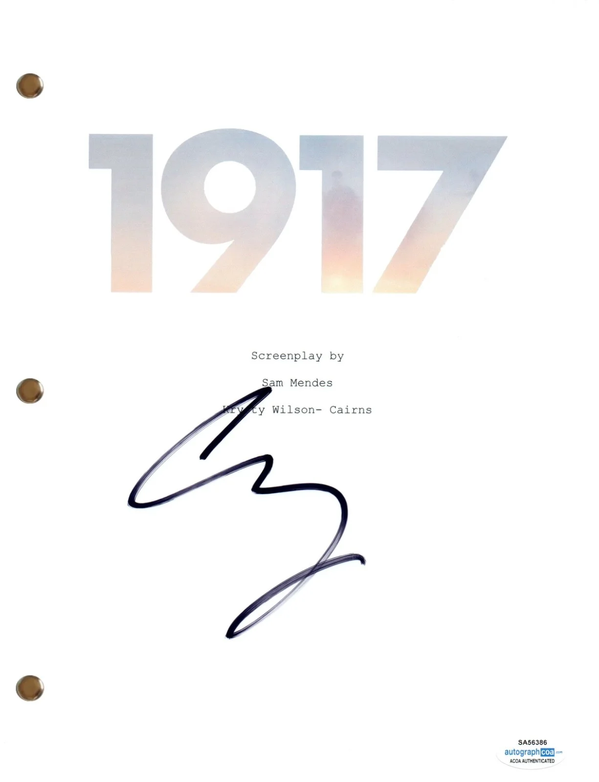 George MacKay — George MacKay Signed Autograph 1917 Movie Script Screenplay 2019 Film ACOA COA