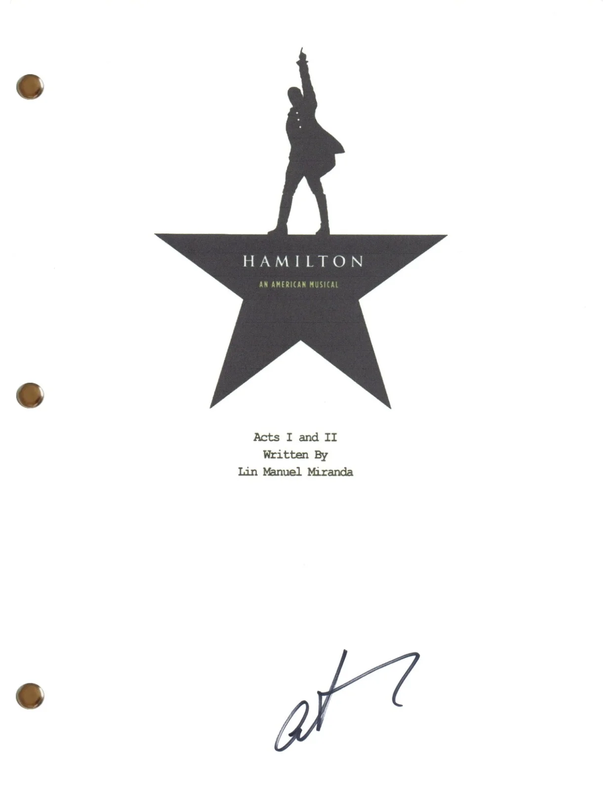 Anthony Ramos — Anthony Ramos "Hamilton" Signed Autograph Broadway Musical Script Libretto COA