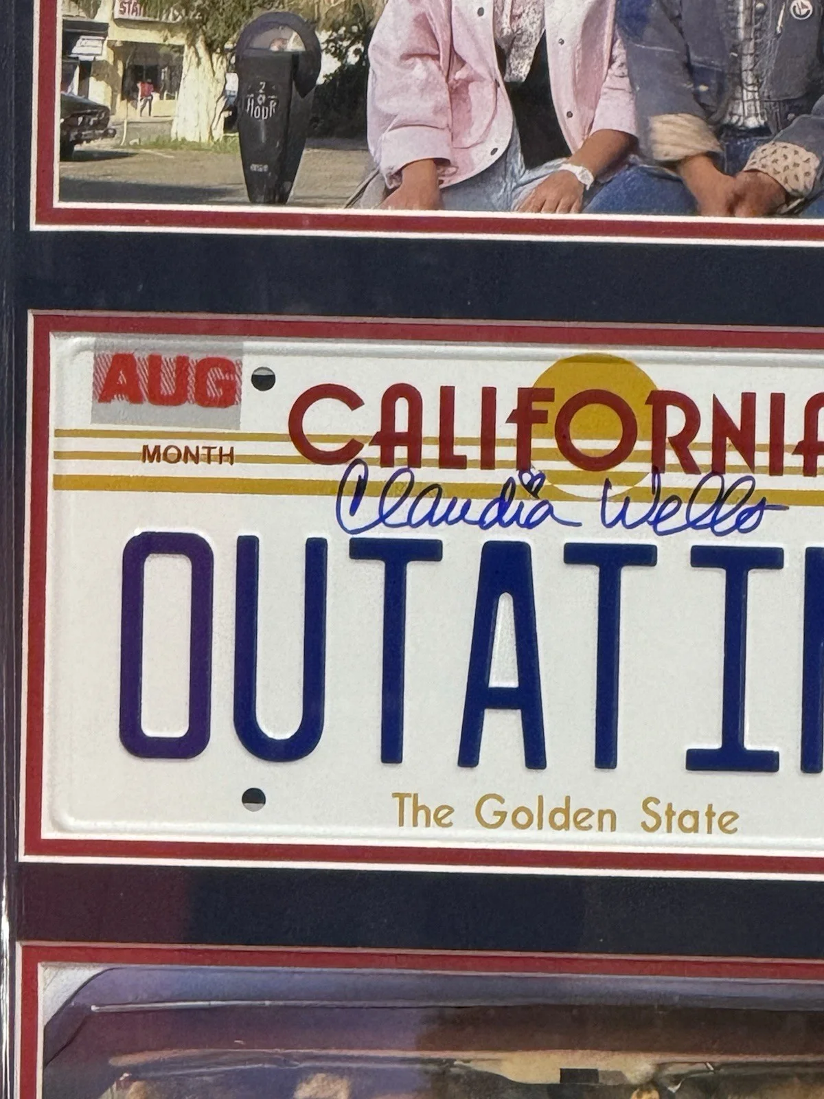 CLAUDIA WELLS — Claudia Wells Signed 'Back To The Future' OUTATIME License Plate Framed BAS, image 2